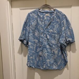 Pilcro Blue Floral Button Down Shirt